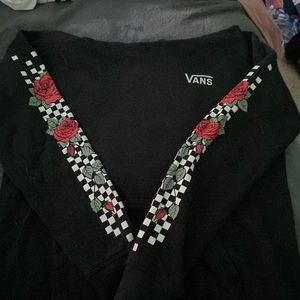Black Vans pull over hoodie with roses